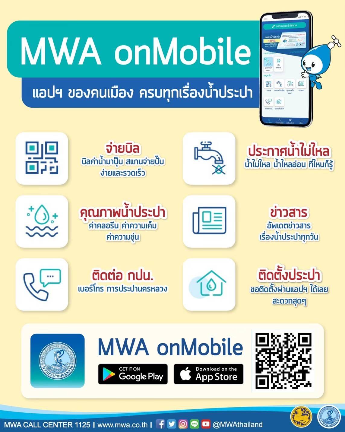 MWA onMobile แอปฯ ของคนเมือง ครบทุกเรื่องน้ำประปา